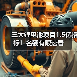 三大锂电池项目1.5亿招标!名额有限速看(图1) 三大锂电池项目1.5亿招标!名额有限速看(图1)